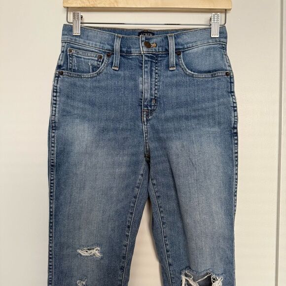 J Crew Jeans Womens 25P Blue High Rise Waist Classic Vintage Distressed Denim - Picture 2 of 14